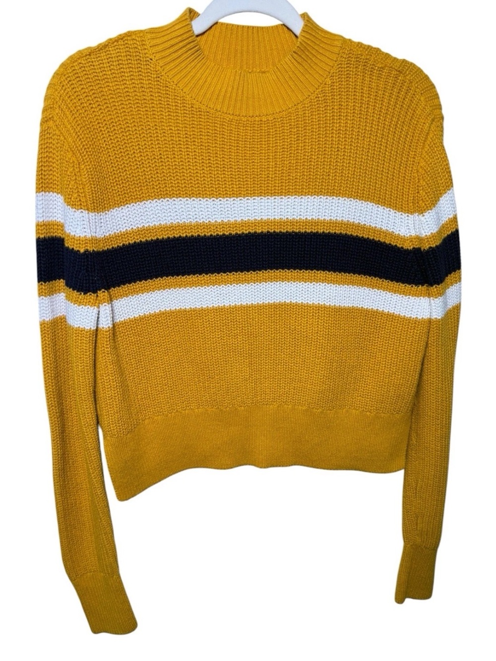 Lottie Moss PacSun Cropped Cotton Sweater Mock Mustard White Black Small